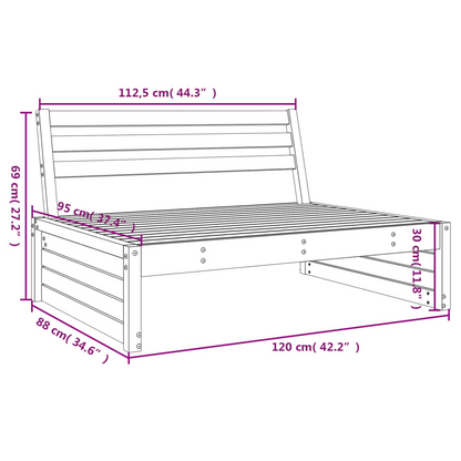 vidaXL Solid Pine Wood Garden Middle Sofa - 120x80 cm, Comfortable Outdoor Seating - BEYRUN