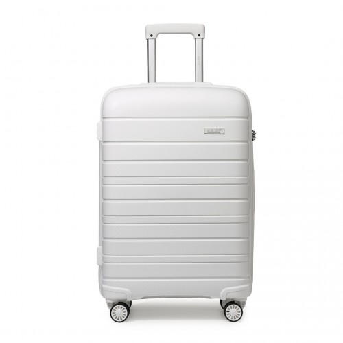 Kono 28 Inch Multi Texture Hard Shell PP Suitcase - Classic Collection - White - BEYRUN