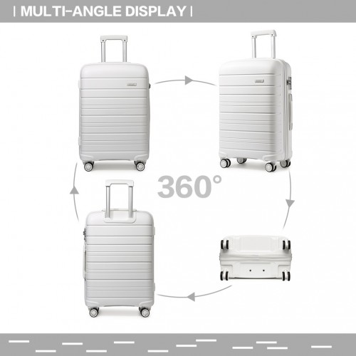 Kono 28 Inch Multi Texture Hard Shell PP Suitcase - Classic Collection - White - BEYRUN