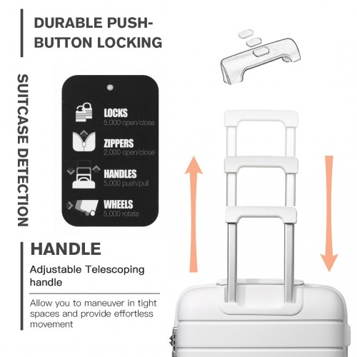 Kono 28 Inch Multi Texture Hard Shell PP Suitcase - Classic Collection - White - BEYRUN