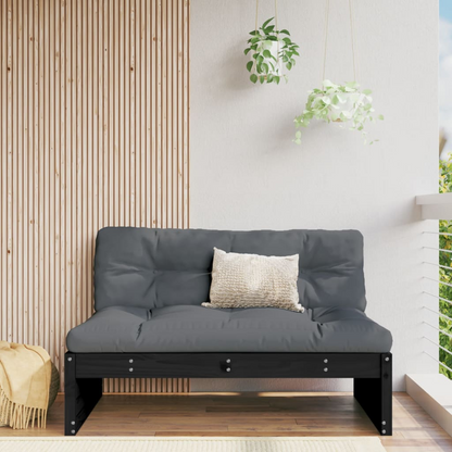 vidaXL Solid Pine Wood Garden Middle Sofa in Black - 120x80 cm | Comfortable & Sturdy Outdoor Furniture - BEYRUN