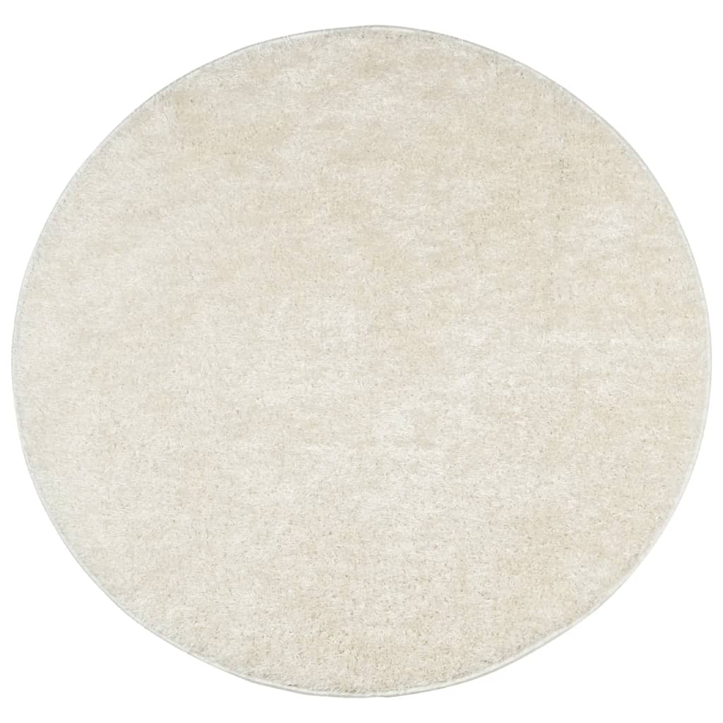 vidaXL ISTAN High Pile Shiny Look Rug in Cream - Luxurious 200 cm Diameter Carpet for Living Room, Bedroom, and Office - Soft, Durable, and Non-Slip - BEYRUN