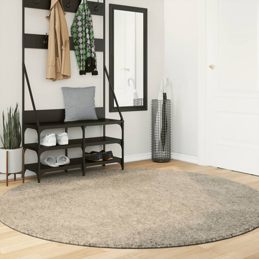 vidaXL ISTAN High Pile Shiny Look Rug - Cozy & Stylish Beige Round Rug Ø 200cm - Anti-Slip & Machine Washable - Luxurious Comfort for Any Room - BEYRUN