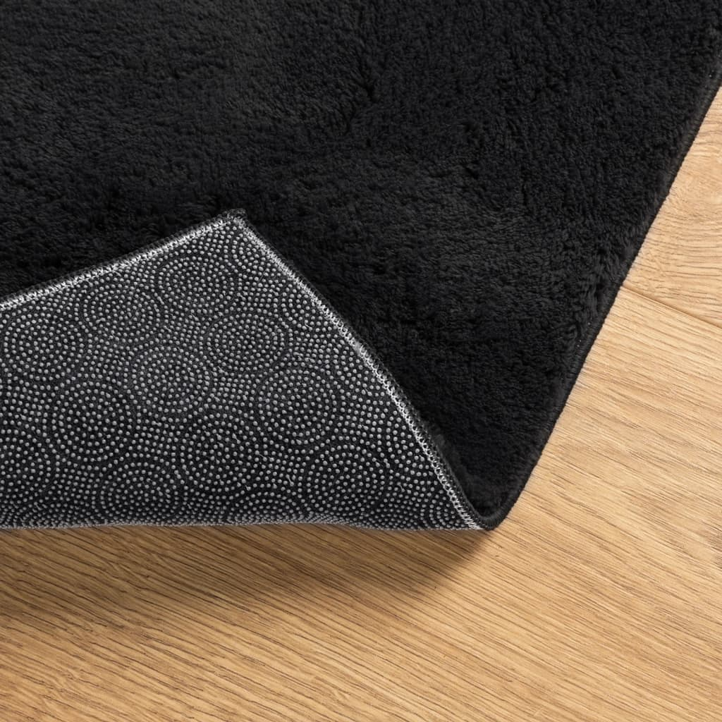 vidaXL HUARTE Soft Washable Black Rug 120x170 cm - Cozy, Non-Slip & Machine-Washable - BEYRUN