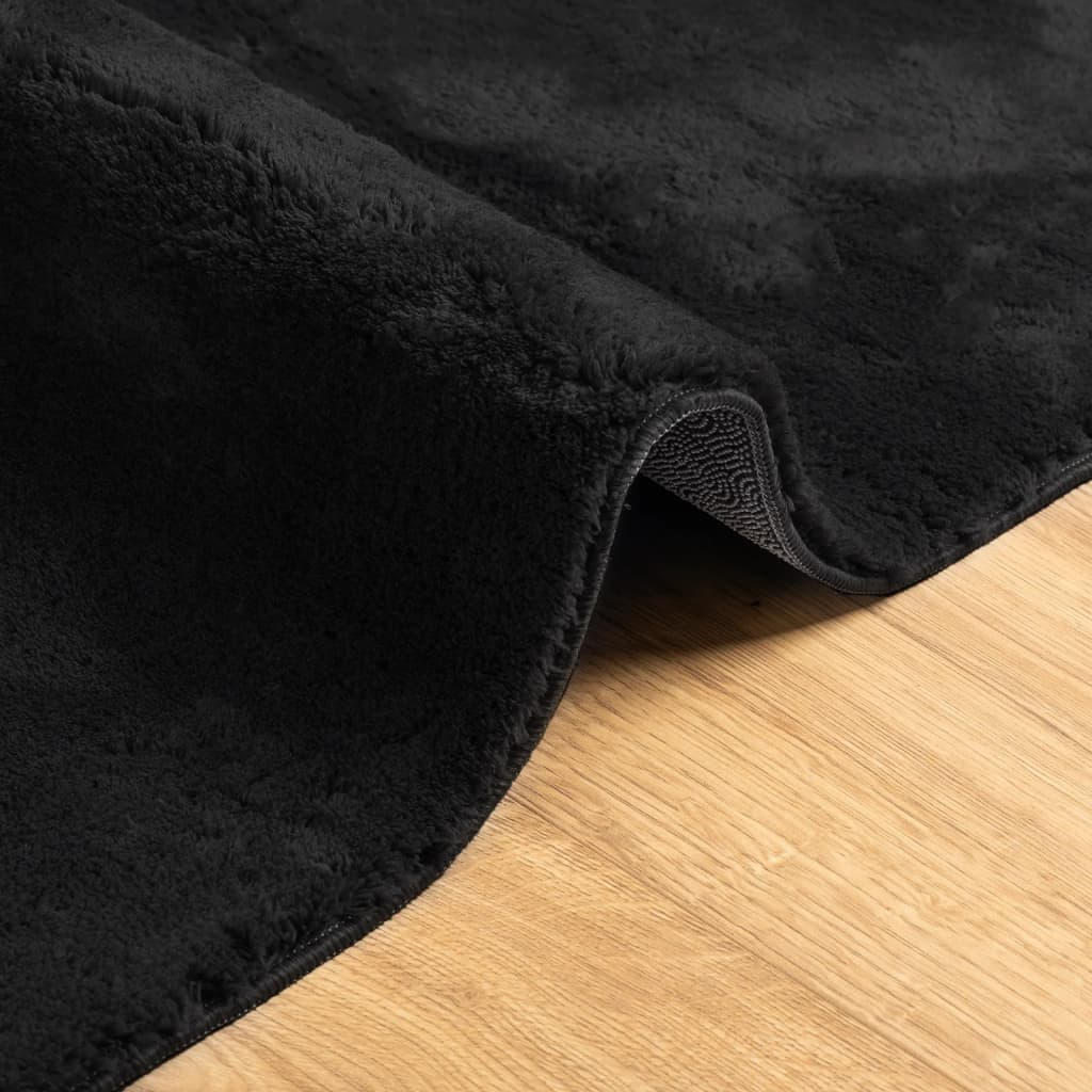 vidaXL HUARTE Soft Washable Black Rug 120x170 cm - Cozy, Non-Slip & Machine-Washable - BEYRUN