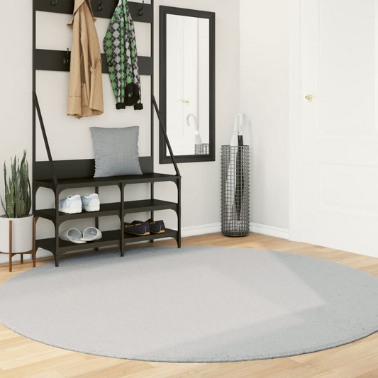 vidaXL HUARTE Soft Washable Grey Rug - 200 cm Diameter, Non-Slip Modern Fluffy Area Rug for Living Room, Bedroom, Office - BEYRUN