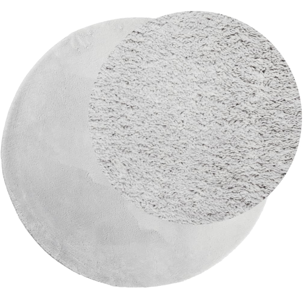 vidaXL HUARTE Soft Washable Grey Rug - 200 cm Diameter, Non-Slip Modern Fluffy Area Rug for Living Room, Bedroom, Office - BEYRUN