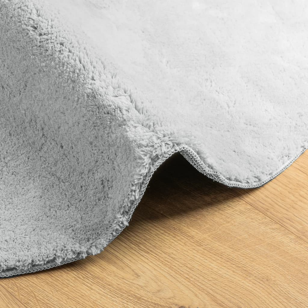 vidaXL HUARTE Soft Washable Grey Rug - 200 cm Diameter, Non-Slip Modern Fluffy Area Rug for Living Room, Bedroom, Office - BEYRUN