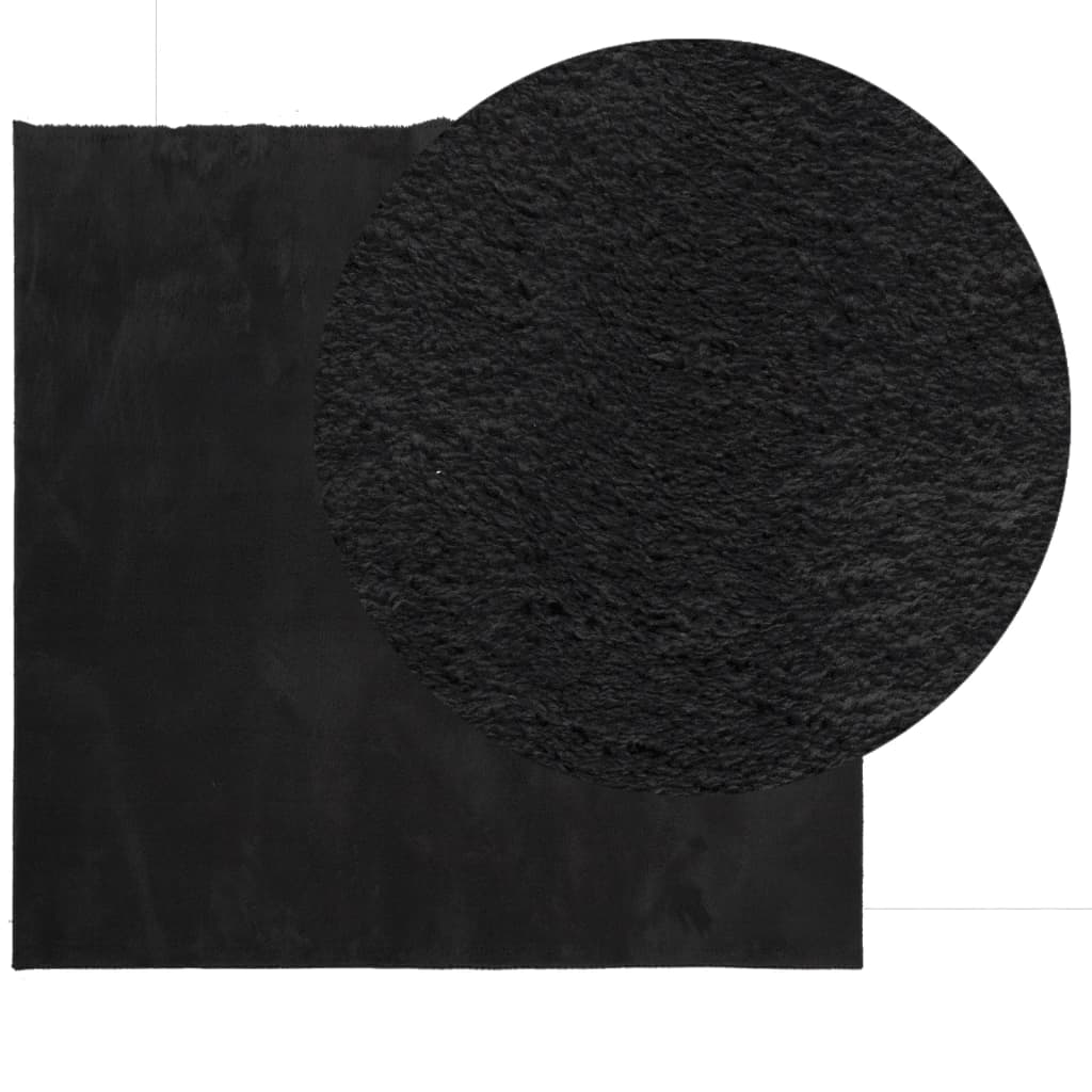 vidaXL Rug HUARTE - Soft, Washable, Non-Slip Black Area Rug (240x240 cm) - Ideal for Living Room & Bedroom - BEYRUN