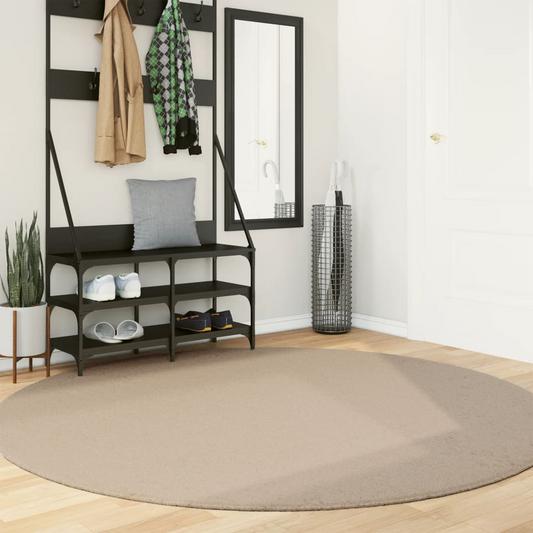 vidaXL HUARTE Sand Round Rug - Ultra Soft, Non-Slip, Machine Washable, Modern Design - Ø 200 cm | Perfect for Living Room, Bedroom, Office - BEYRUN