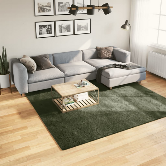 vidaXL HUARTE Short Pile Area Rug – Ultra Soft, Washable & Non-Slip – Forest Green, 240x240 cm – Perfect for Living Rooms, Bedrooms, Offices - BEYRUN