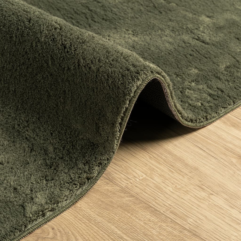 vidaXL HUARTE Soft Forest Green Rug - Short Pile, Washable, 100x200 cm - Luxurious Comfort and Modern Elegance - BEYRUN