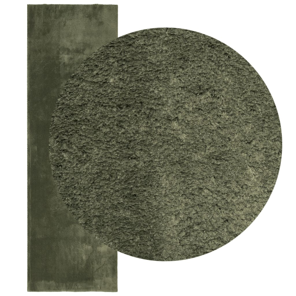 vidaXL HUARTE Short Pile Rug - Soft, Washable, Forest Green, 80x250 cm - Enhance Your Home Comfort and Style - BEYRUN