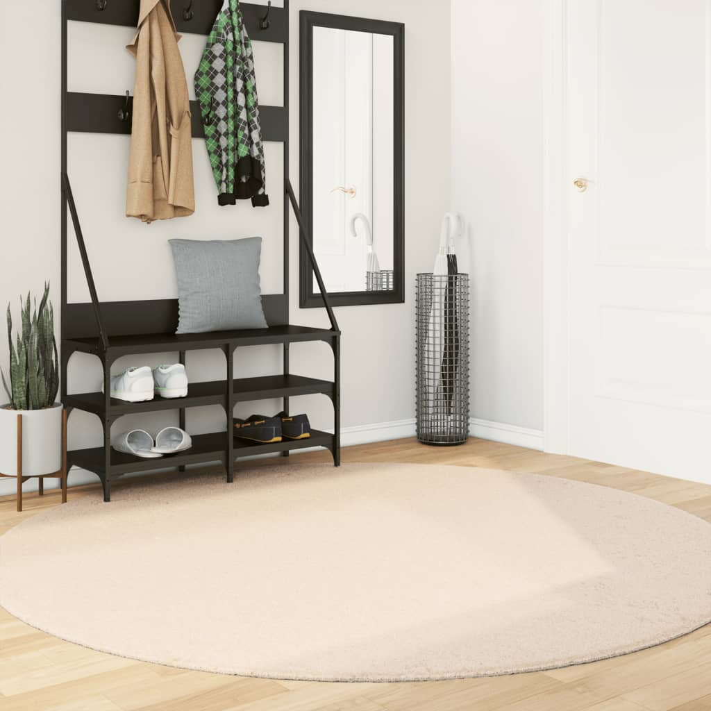 vidaXL HUARTE Soft Short Pile Rug, Washable, Non-Slip, Beige Ø 200 cm - Ideal for Cozy Homes - BEYRUN