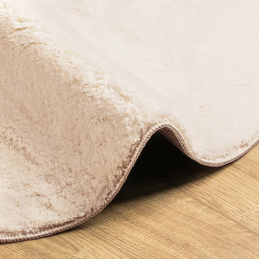 vidaXL HUARTE Soft Short Pile Rug, Washable, Non-Slip, Beige Ø 200 cm - Ideal for Cozy Homes - BEYRUN