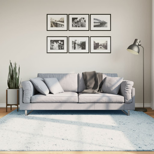 vidaXL HUARTE Short Pile Rug, Soft & Washable, Blue 200x200 cm - Luxurious, Non-Slip, Perfect for Living Room, Bedroom, Office - BEYRUN