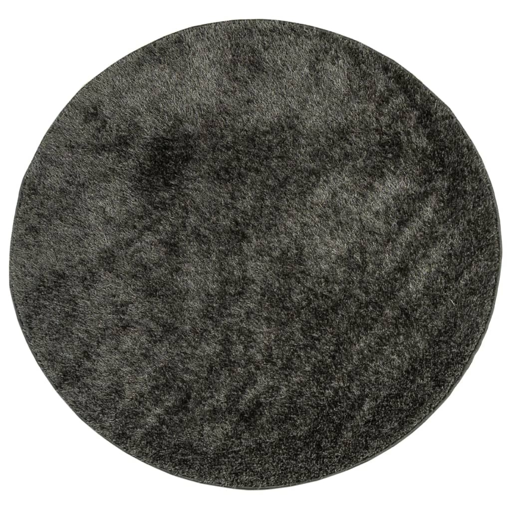 vidaXL ISTAN High Pile Shiny Anthracite Rug - Ultra Soft, Modern Design, 200 cm Diameter, Anti-Slip & Machine Washable - BEYRUN