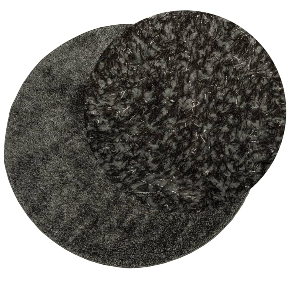 vidaXL ISTAN High Pile Shiny Anthracite Rug - Ultra Soft, Modern Design, 200 cm Diameter, Anti-Slip & Machine Washable - BEYRUN