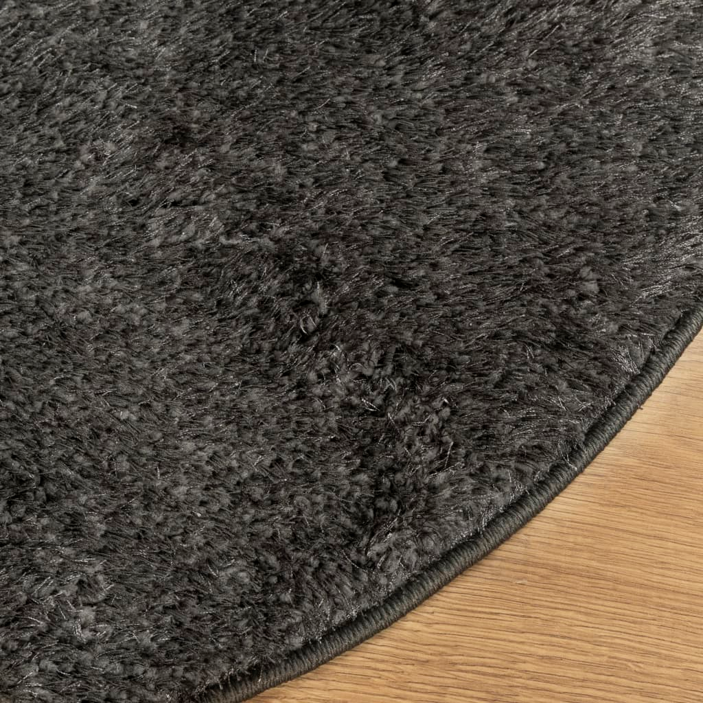 vidaXL ISTAN High Pile Shiny Anthracite Rug - Ultra Soft, Modern Design, 200 cm Diameter, Anti-Slip & Machine Washable - BEYRUN