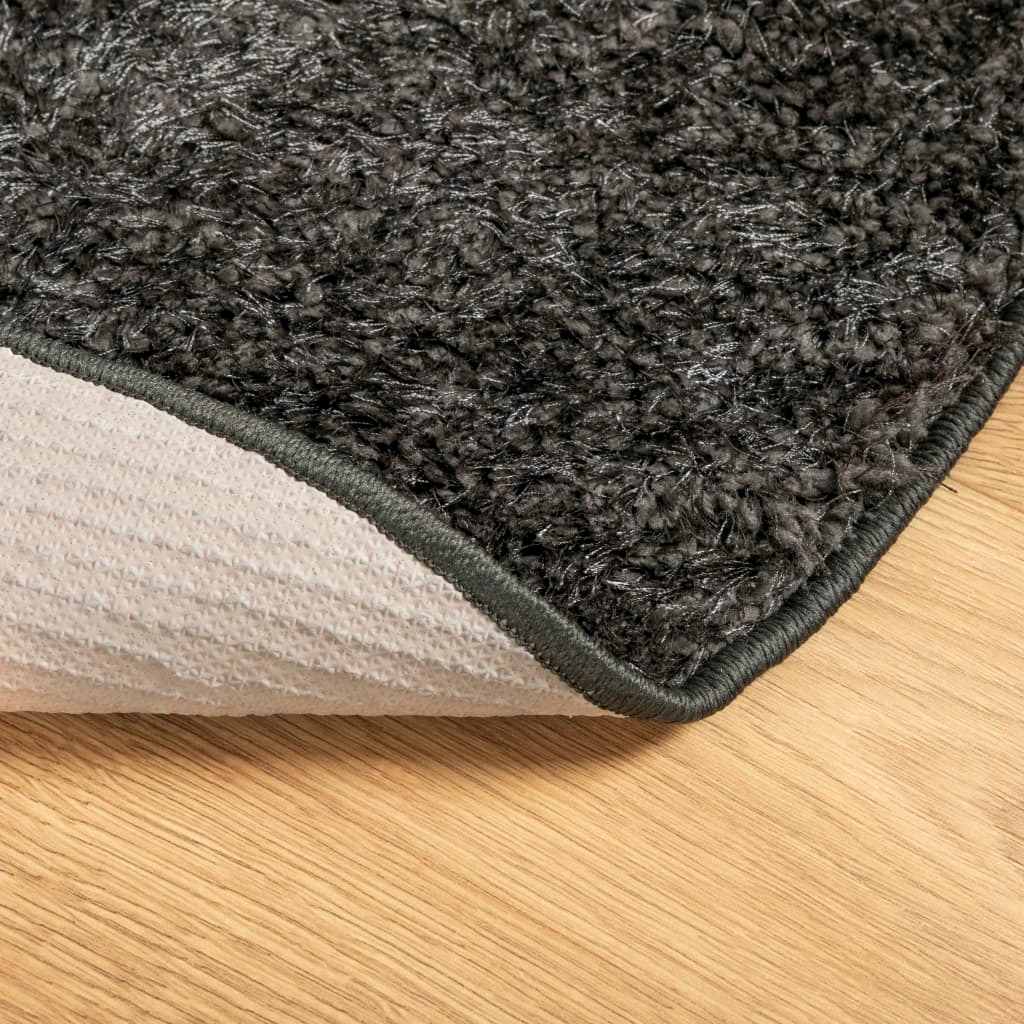 vidaXL ISTAN High Pile Shiny Anthracite Rug - Ultra Soft, Modern Design, 200 cm Diameter, Anti-Slip & Machine Washable - BEYRUN