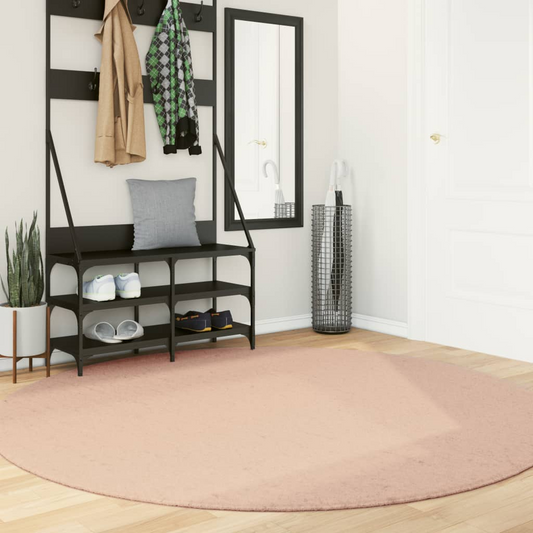 vidaXL HUARTE Soft Blush Rug Ø 200 cm – Luxurious, Washable, Non-Slip, Modern Short Pile Carpet - BEYRUN