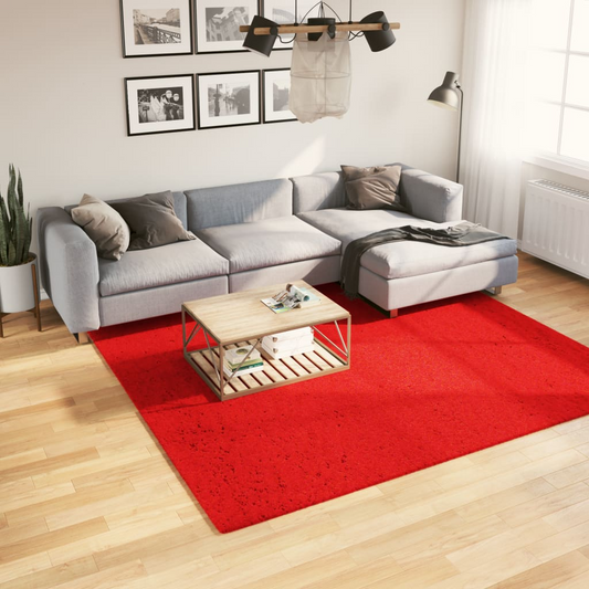 vidaXL HUARTE Red Short Pile Rug - Luxuriously Soft, Washable, Non-Slip, 240x240 cm - BEYRUN