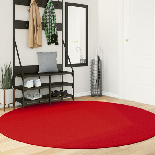 vidaXL Red HUARTE Short Pile Rug - Soft, Fluffy, Washable, Ø 200 cm - Luxury Home Decor - BEYRUN