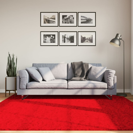 vidaXL Rug HUARTE - Soft, Washable, Short Pile, Non-Slip, Red, 200x200 cm - Ideal for Modern Living Spaces - BEYRUN