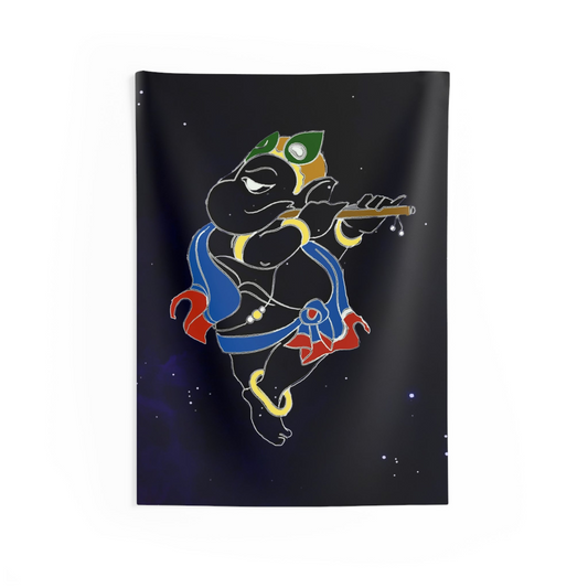 Flute Ganesha Tapestry - Premium Wall Art for Home Decor | High-Quality Polyester Tapestry - BEYRUN