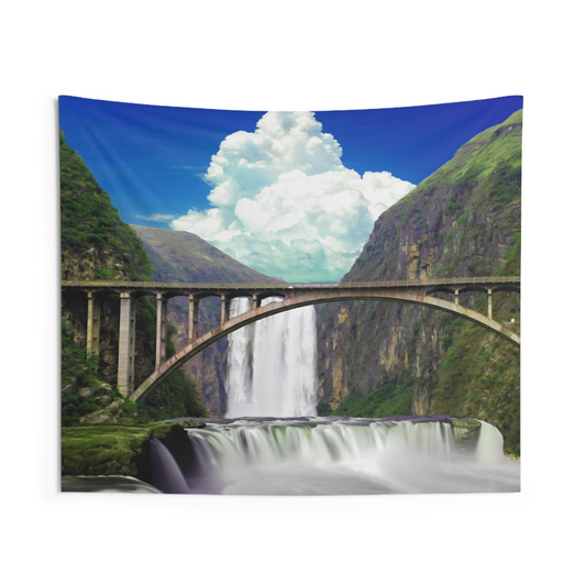 Waterfall Over Bridge Tapestry - Stunning Wall Art to Elevate Your Space - BEYRUN