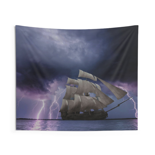 Lightning & Storm Ship Tapestry - High-Quality Polyester Wall Art for Stunning Home Decor - BEYRUN