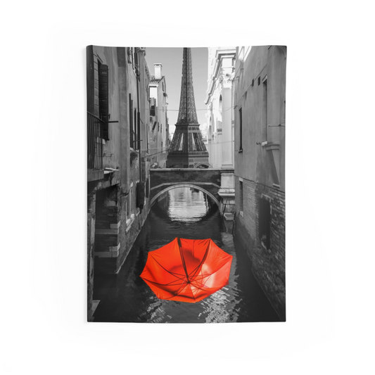 Red Umbrella Eiffel Tower View Tapestry - Elevate Your Home Decor - BEYRUN