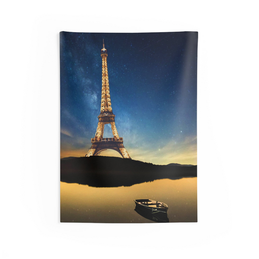 Eiffel Tower And Boat Paris Tapestry - Elegant Wall Art for Home Decor | High-Quality Polyester - BEYRUN