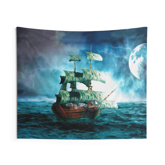 Storm Ship Tapestry - Durable Polyester Wall Decor for Any Room - BEYRUN