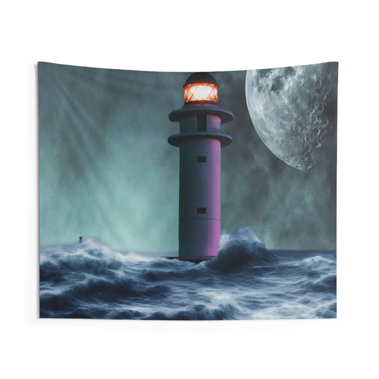 Storm Lighthouse Tapestry | Elegant High-Quality Polyester Wall Hanging - BEYRUN