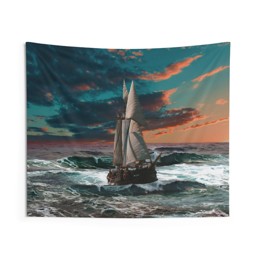 Ship in Storm Tapestry - Premium Wall Art for Stunning Interior Decor - BEYRUN