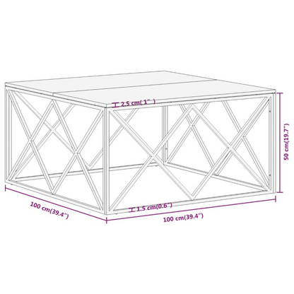 vidaXL Gold Coffee Table - Modern Living Room Accent Table with Stainless Steel Frame & Solid Wood Top - BEYRUN