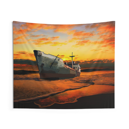 Ship Sunset Tapestry - Perfect Wall Art for Home or Office Decor - BEYRUN