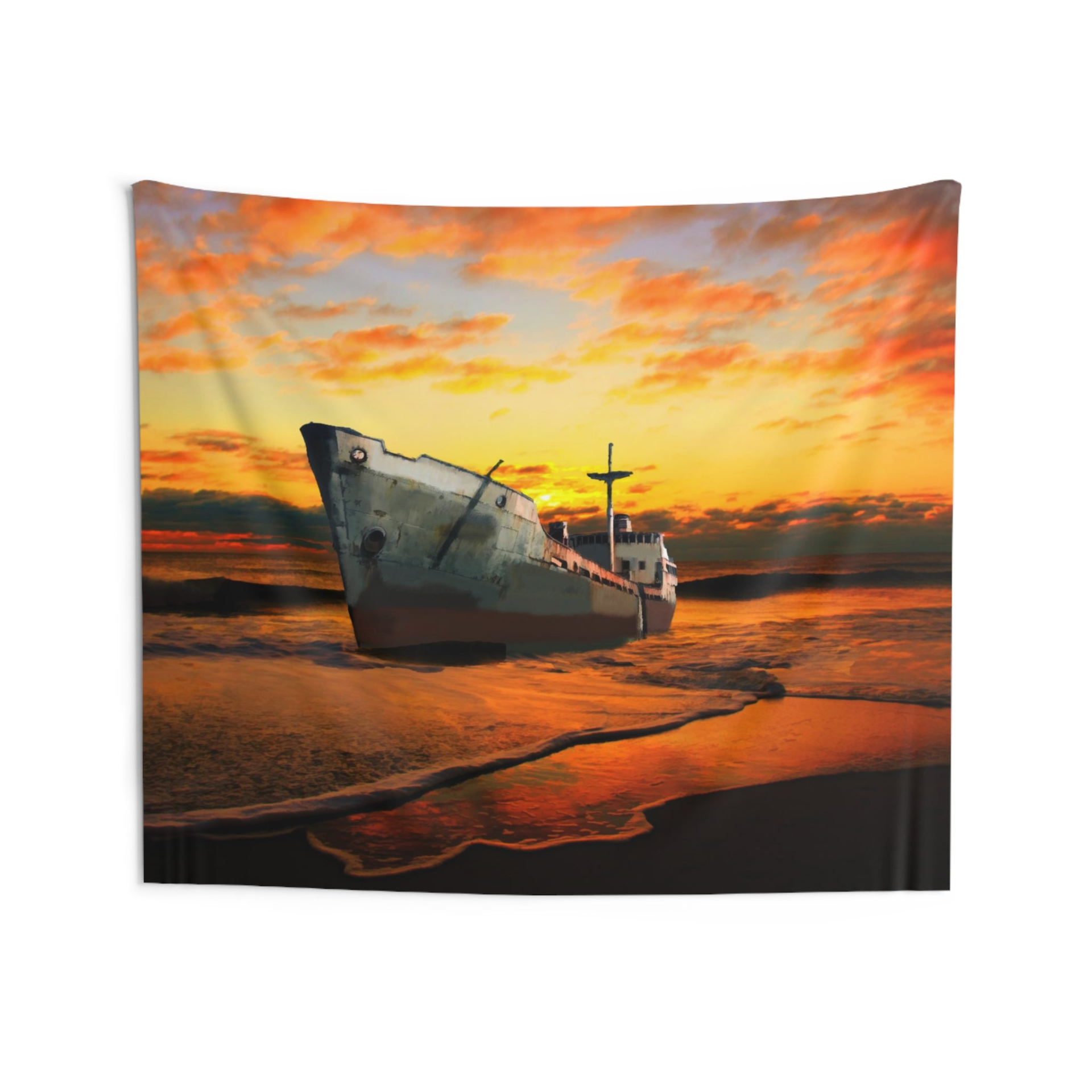 Ship Sunset Tapestry - Perfect Wall Art for Home or Office Decor - BEYRUN