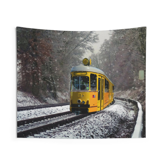 Yellow Tram Tapestry - Durable Polyester Wall Art for Home Decor - BEYRUN