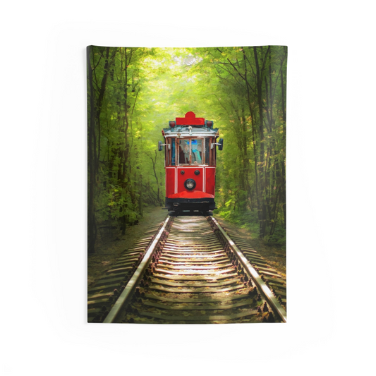 Transform Your Space with the Breathtaking Tree Tunnel Tram Tapestry - Perfect for Any Room - BEYRUN