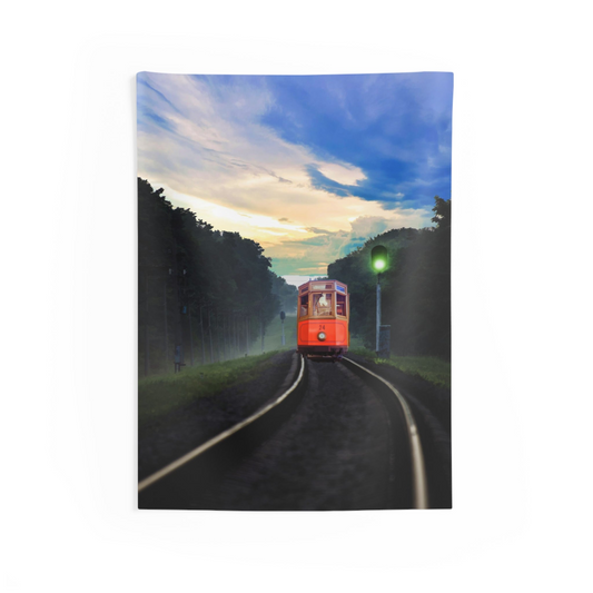 Vintage Train in Forest Tapestry - Enchanting Wall Art for Any Room - BEYRUN