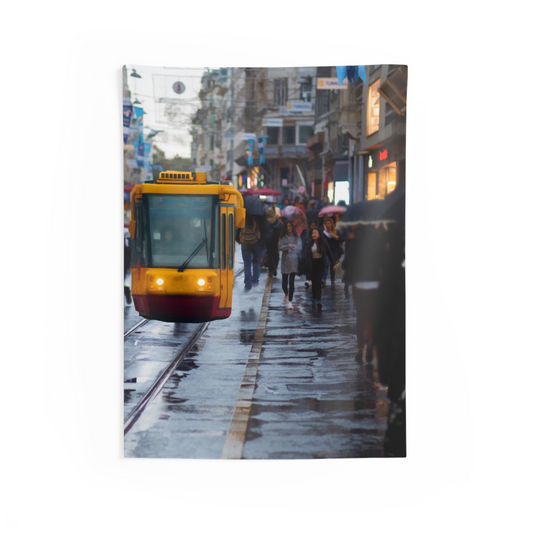 City Tram Tapestry - High-Quality Polyester Wall Art for Home Decor - BEYRUN