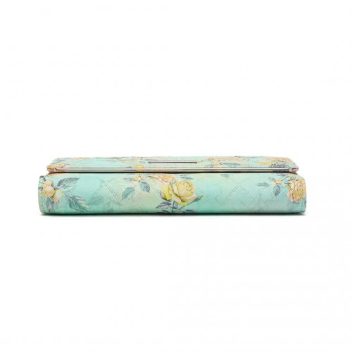 Miss Lulu Ladies' Flower Printed PU Leather Long Purse - Elegant Green Wallet - BEYRUN