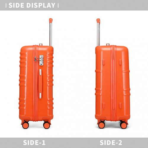 British Traveller 24 Inch Durable Polycarbonate & ABS Hard Shell Suitcase with TSA Lock - Orange - BEYRUN