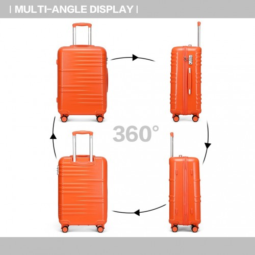 British Traveller 24 Inch Durable Polycarbonate & ABS Hard Shell Suitcase with TSA Lock - Orange - BEYRUN