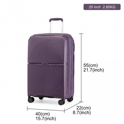 British Traveller 3 Piece Set - Spinner Hard Shell Luggage with TSA Lock - Purple - BEYRUN