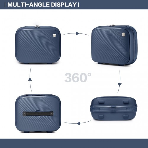 British Traveller 4 Pcs Set Spinner Hard Shell PP Suitcase With TSA Lock & Vanity Case - Navy - BEYRUN