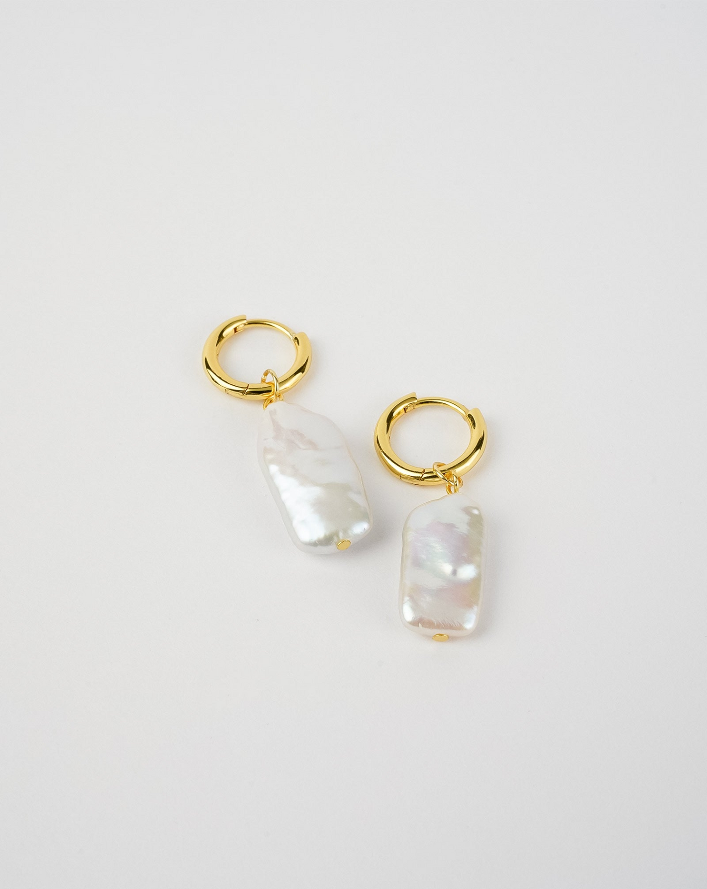 Elegant Rectangle Link Pearl Earrings - Freshwater Pearls, Luxurious Design