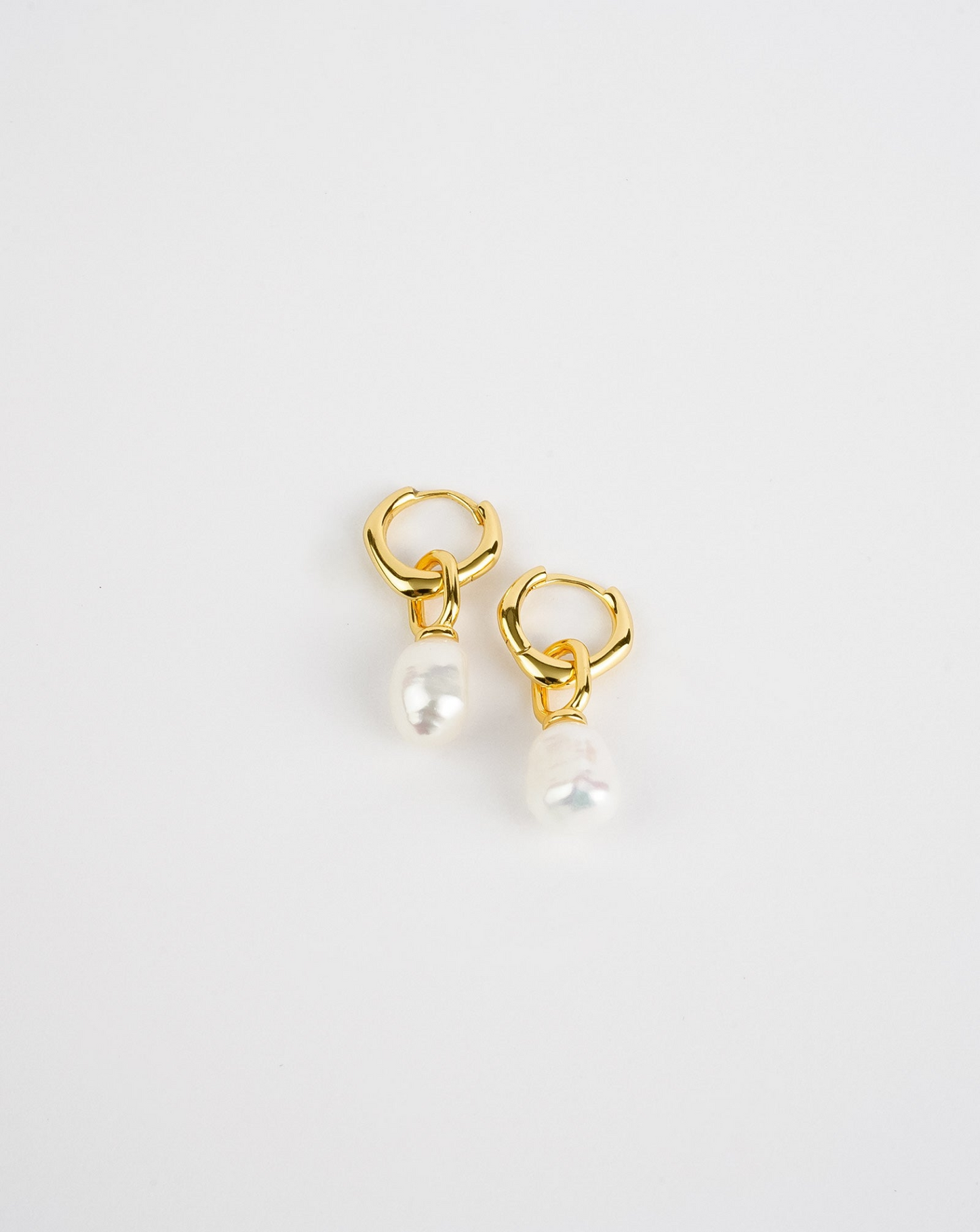 Elegant Hoop Drop Pearl Earrings - Handcrafted Freshwater Baroque Pearls